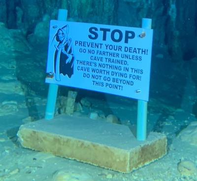 warning sign for cave divers