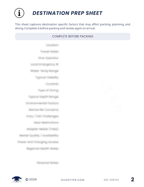 Destination Prep Sheet