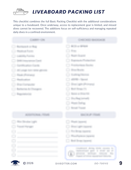 Liveaboard Packing List