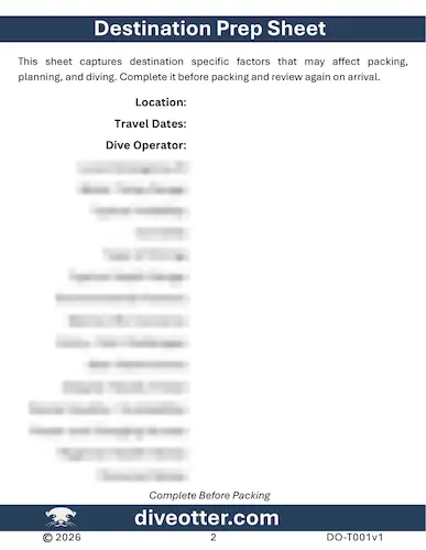 Destination Prep Sheet