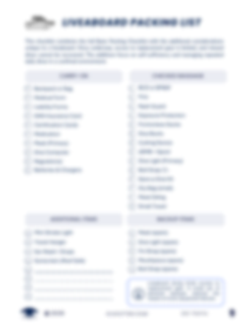 Liveaboard Packing List